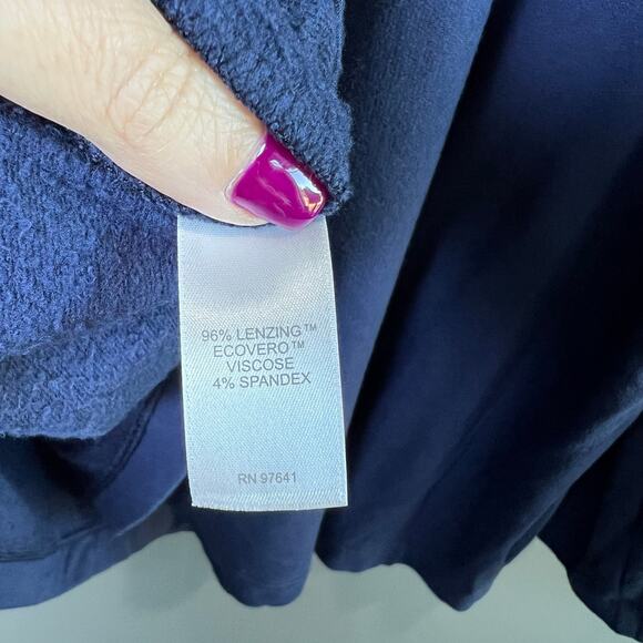 Pure Jill Tranquility Fleece Whipstitched Mock Neck Navy Blue Top Size XL - Picture 8 of 9